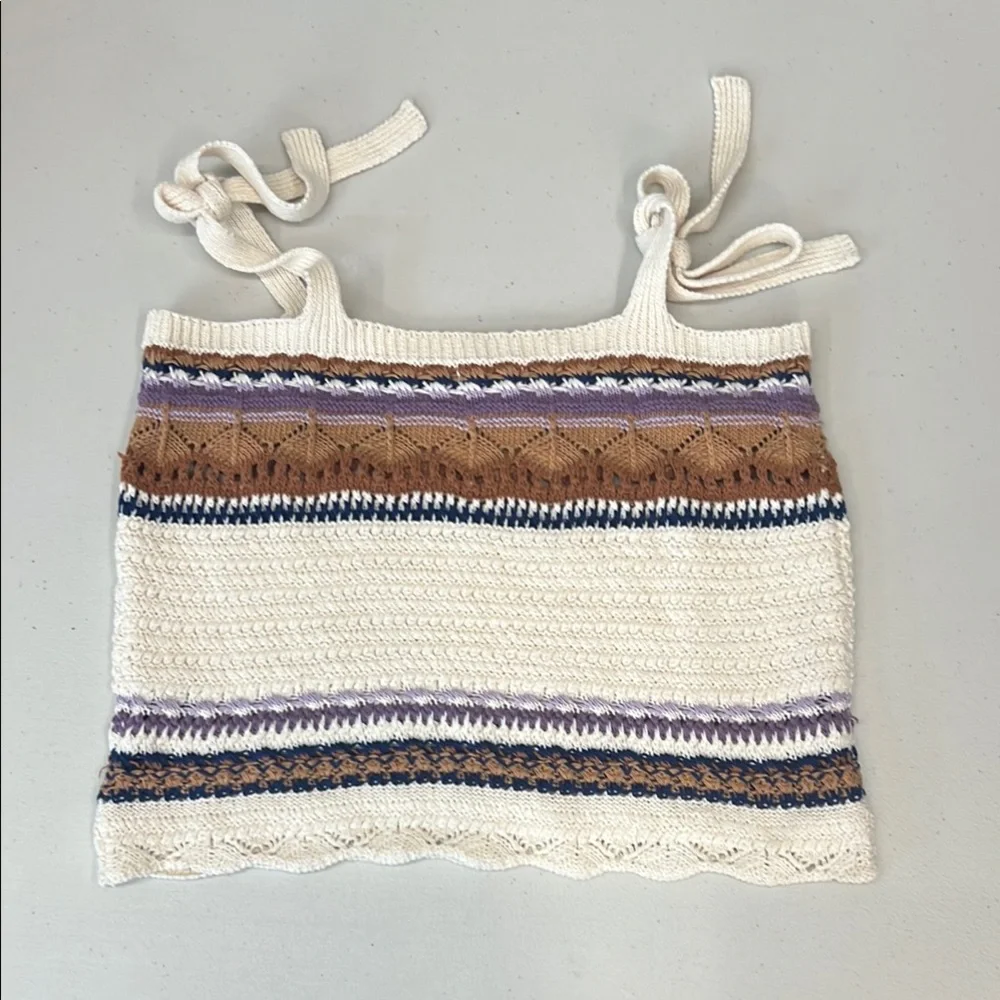 POL Crochet Knit Striped Tank Top Size L - Picture 2 of 7